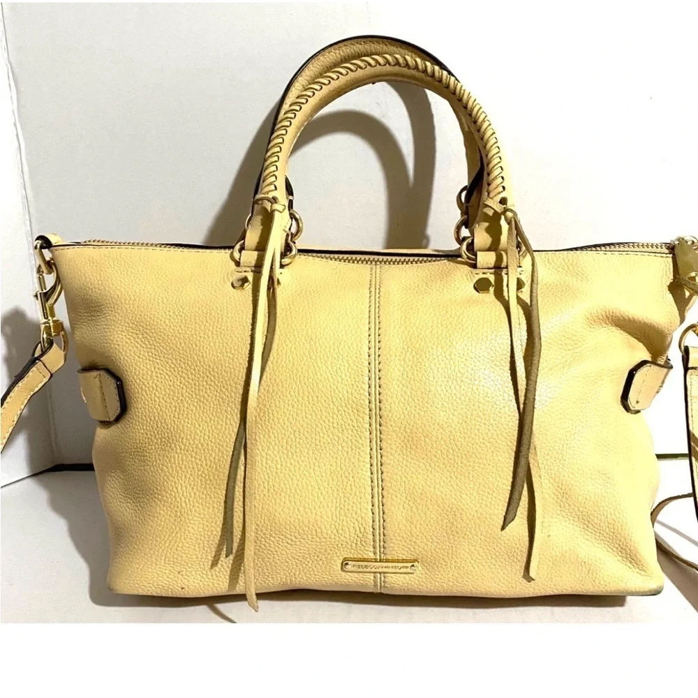 Rebecca minkoff beige leather satchel handbag